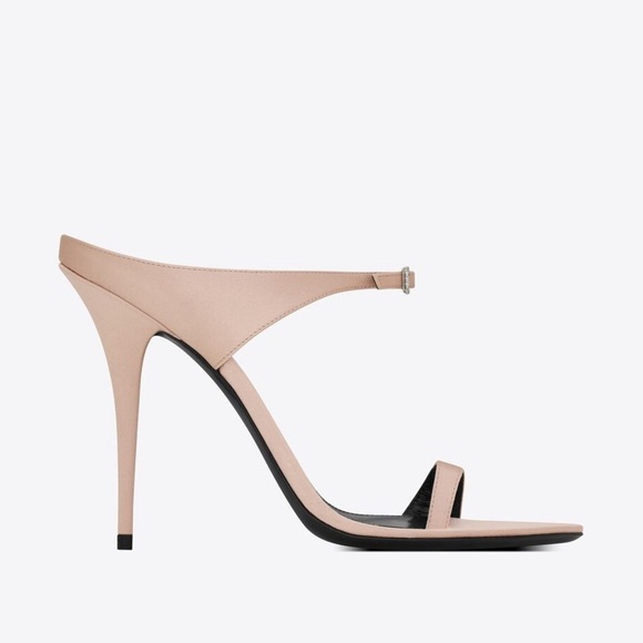 NEW SAINT LAURENT DIVE MULES SILK SATIN {$1,050} POINTED OPENTOE RHINESTONE 41.5 - Picture 3 of 12